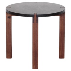 Side Table in Black Granite and Black Walnut by Elliott Marks