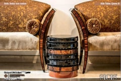 Side Table in Black or White Finish Liquid Metal in Gold or Platinum Mosaic
