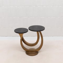 Side Table in Black Shagreen with Bronze Patina Brass by Kifu Paris