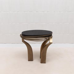 Side Table in Black Shagreen with Bronze Patina Brass by Kifu Paris