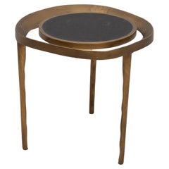 Side Table in Black Shagreen with Patina Brass by R&Y Augousti