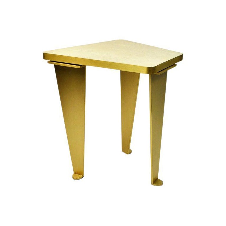 Side Table in Brass and Shagreen by Ginger Brown