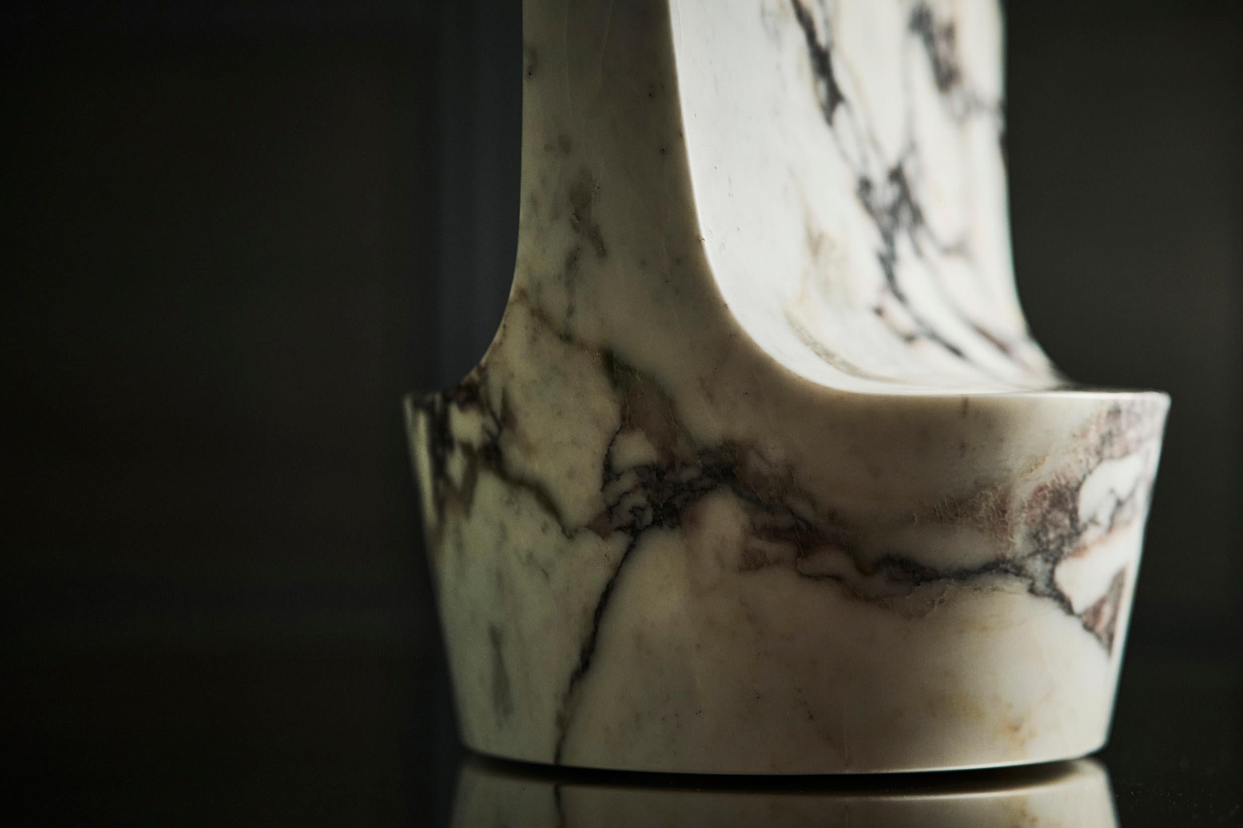 contemporary Side Table in Italian Calacatta viola marble, Atlas side table For Sale 1