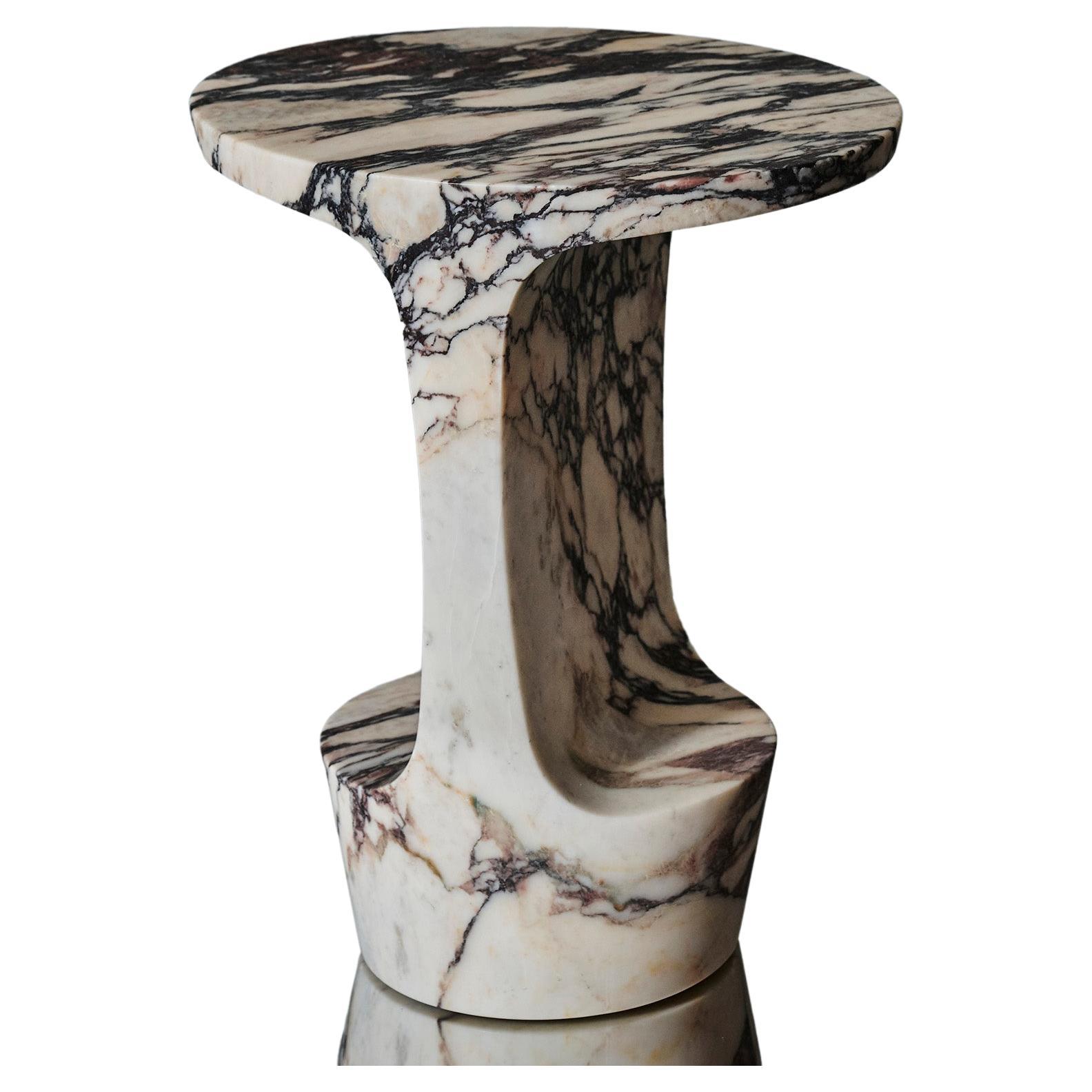 Side Table in Calacatta Viola Marble, Atlas table by Adolfo Abejon for Formar For Sale