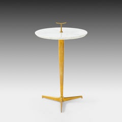 Contemporary Italian Side Table in Carrara Marble and Brass