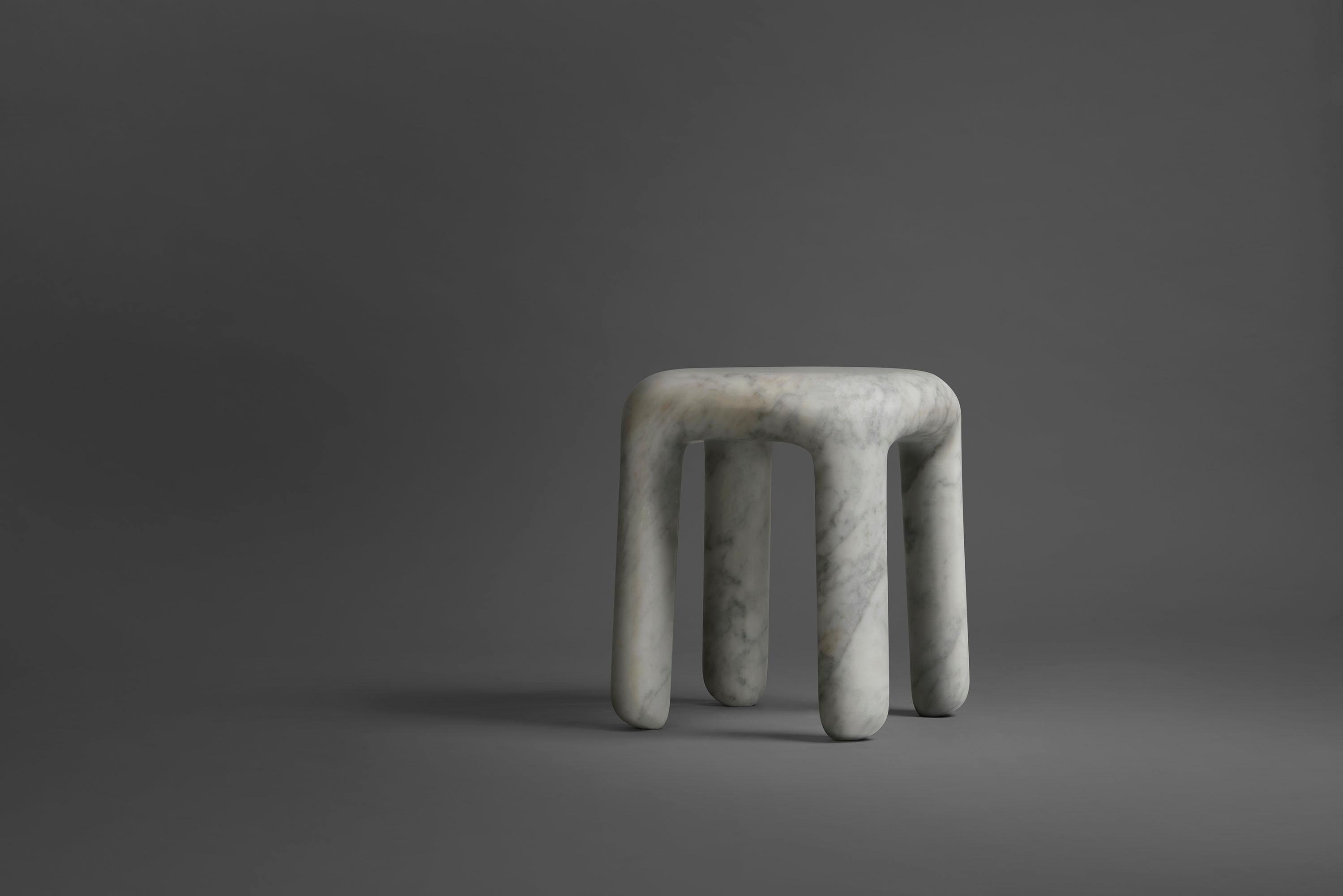 Modern Side Table in Carrara marble, Bold low side table by Ming Design Studio For Sale