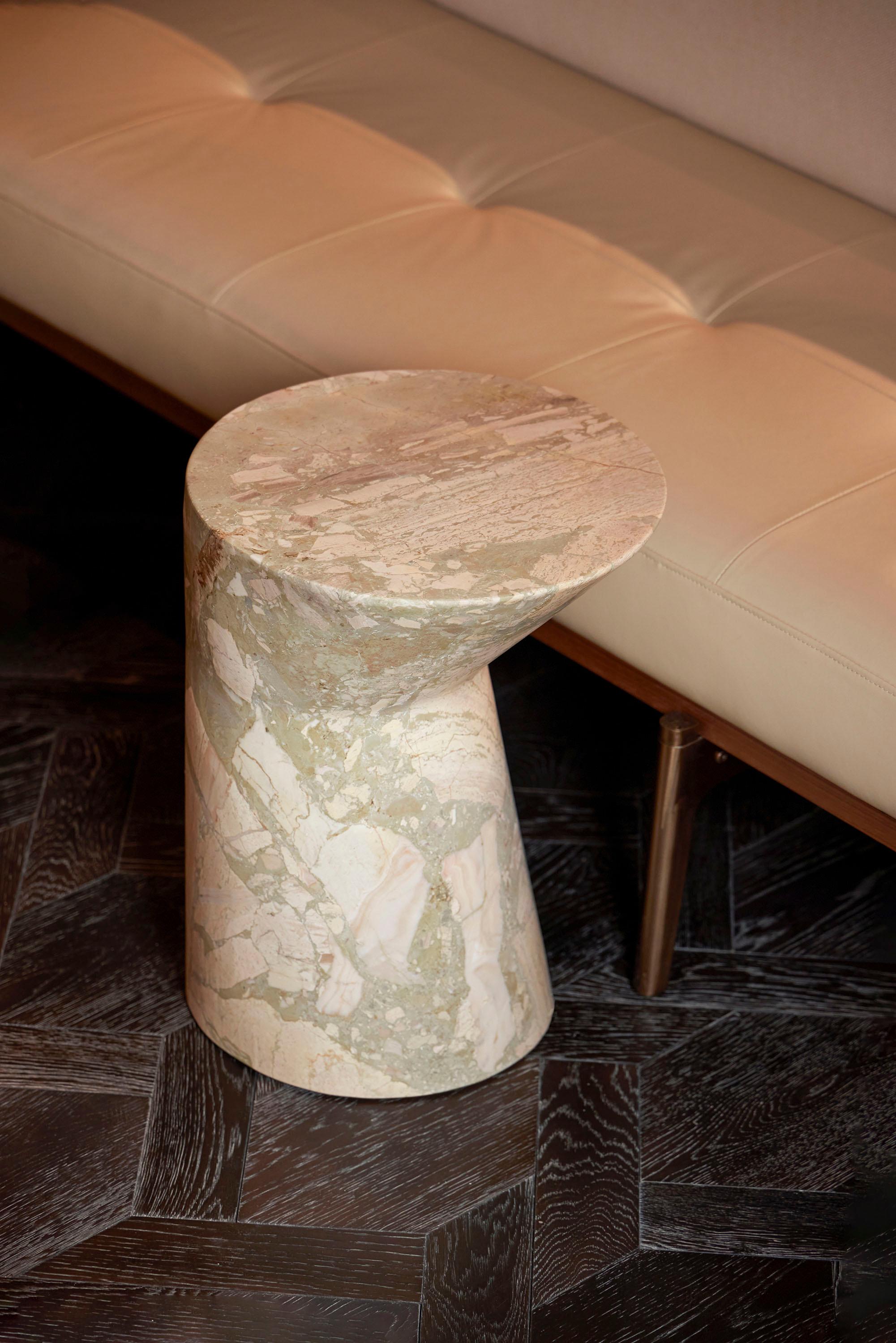 Modern Side Table in Ceppo Monet Marble, Io medium by Adolfo Abejon For Sale