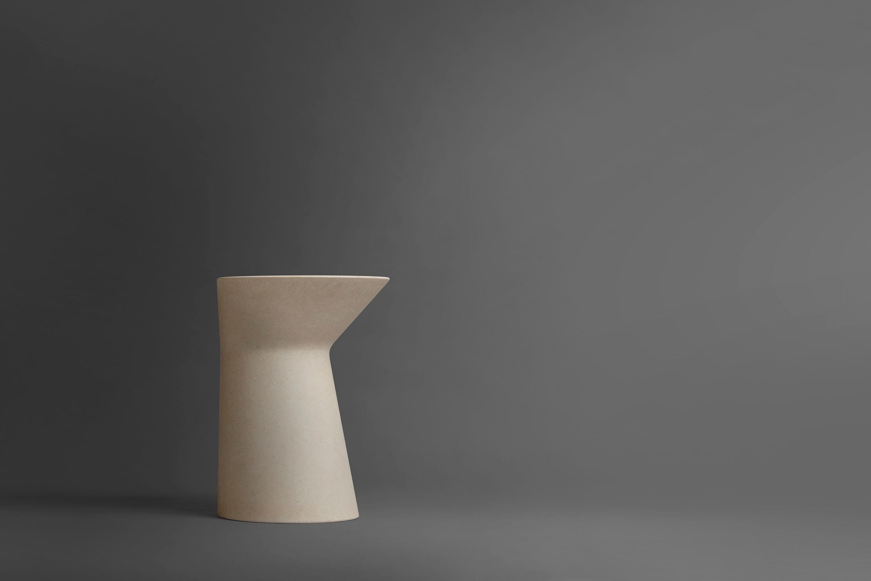 Modern Side Table in Chauvigny stone, Io medium by Adolfo Abejon For Sale
