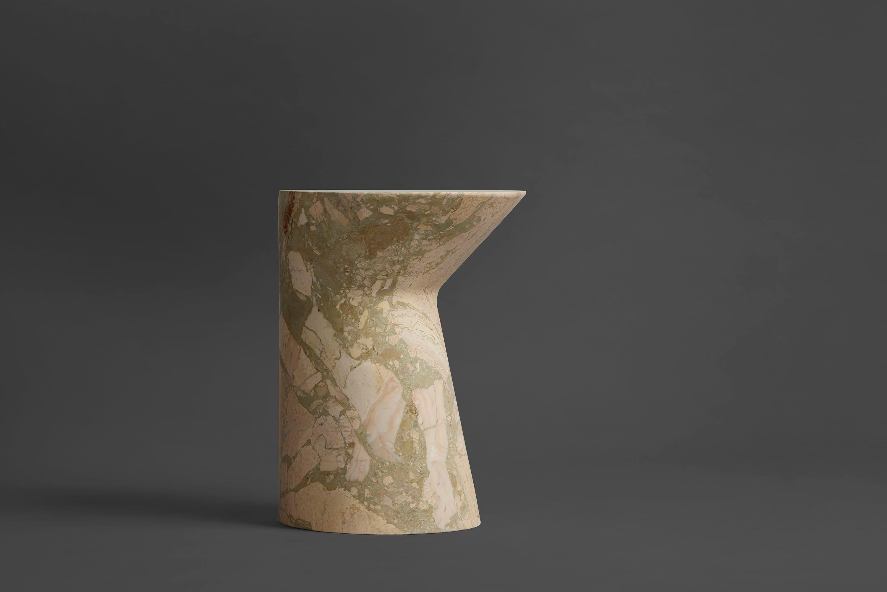 Contemporary Side Table in Chauvigny stone, Io medium by Adolfo Abejon For Sale