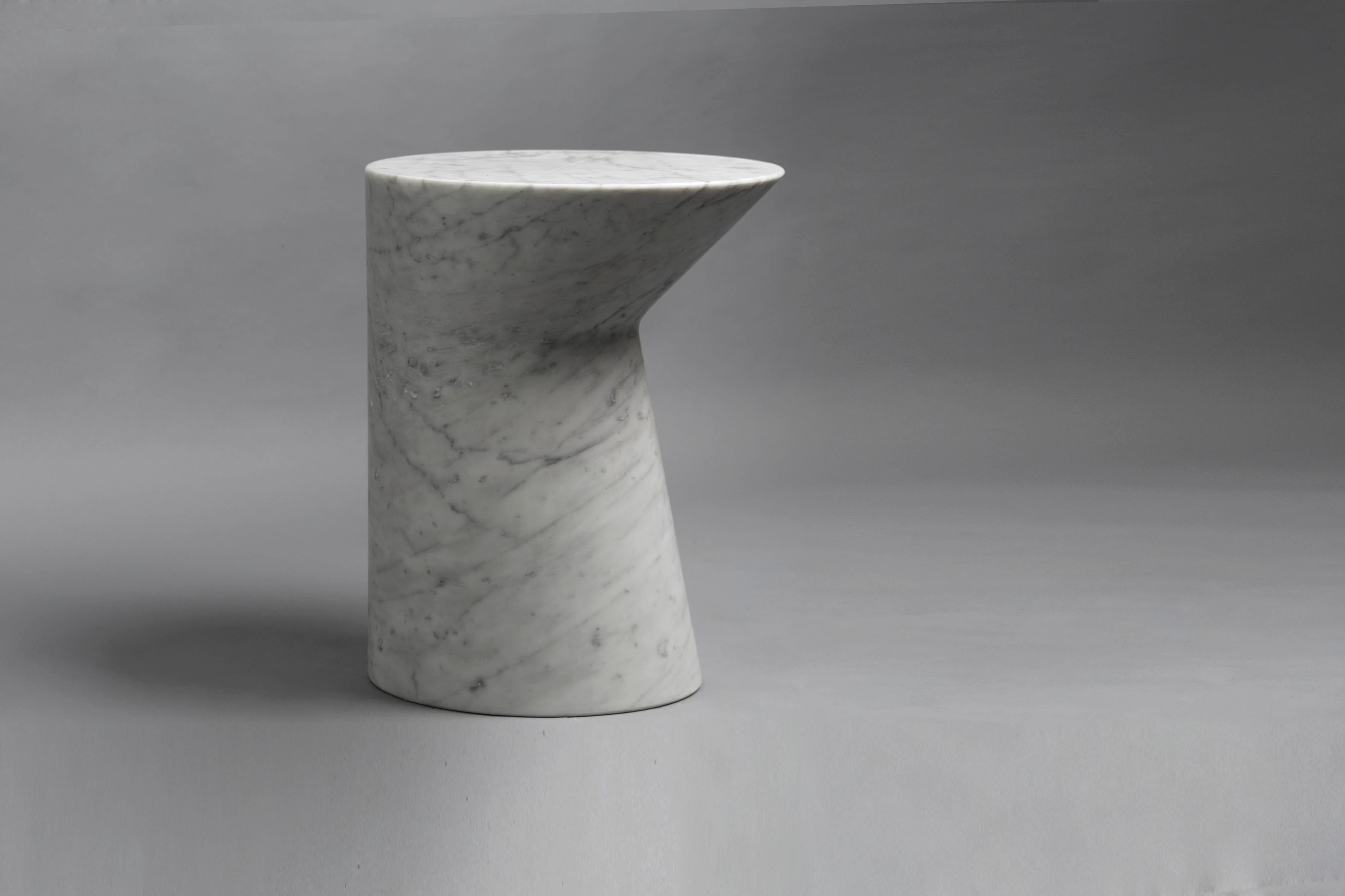 Marble Side Table in Chauvigny stone, Io medium by Adolfo Abejon For Sale