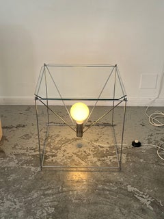 Side table in chromed metal and glass 1970s