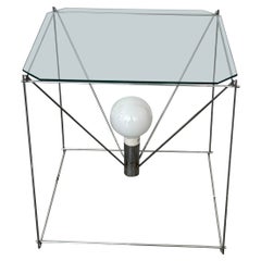 Side table in chromed metal and glass 1970s