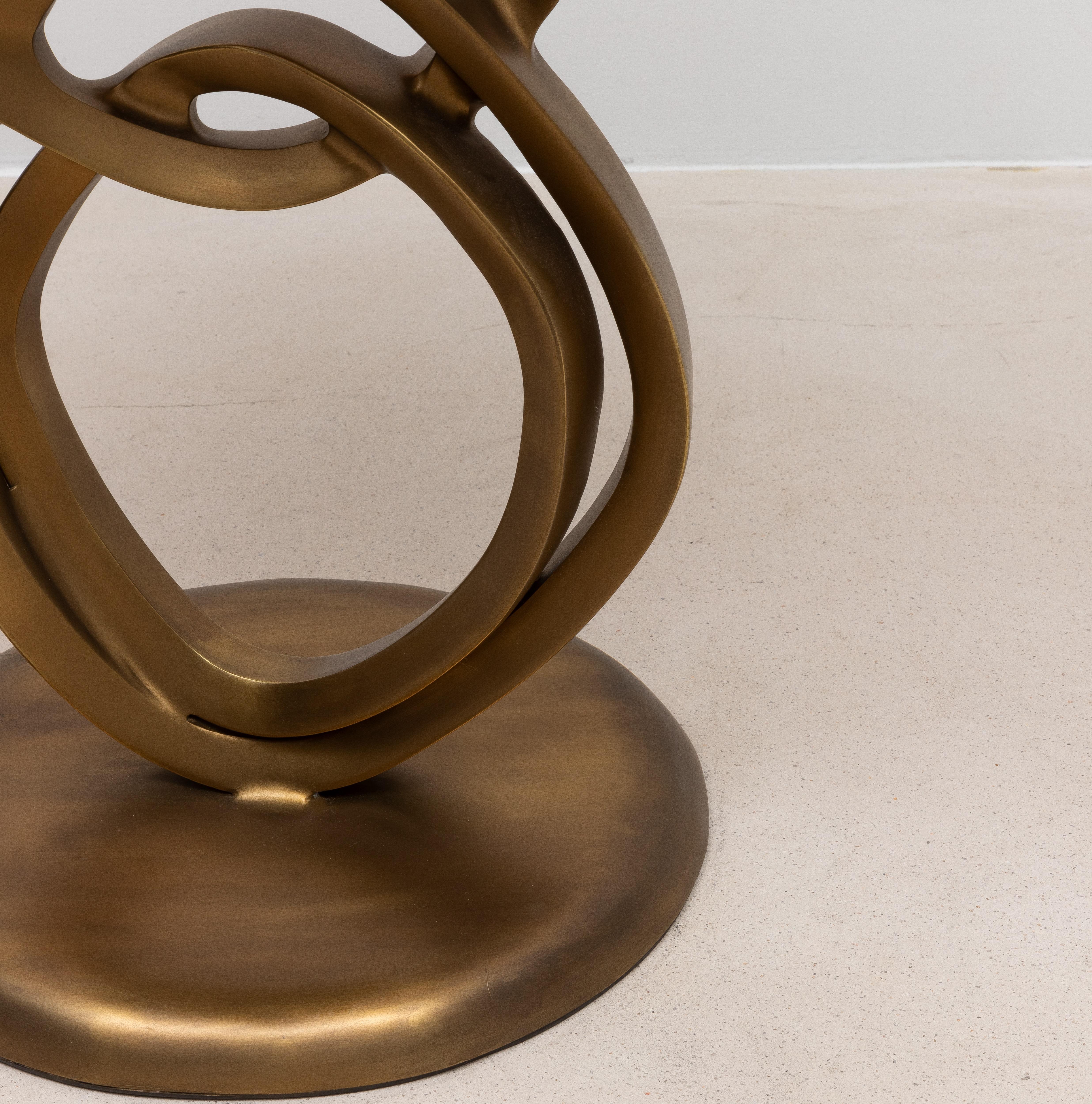 Side Table in Coal Black Shagreen with Bronze Patina Brass by Kifu Paris 2