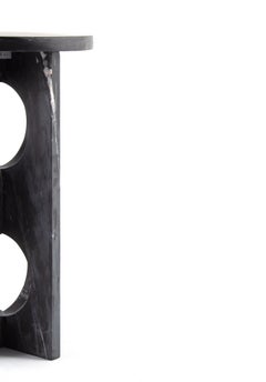 Side Table in Cross Fitted Grey Marble