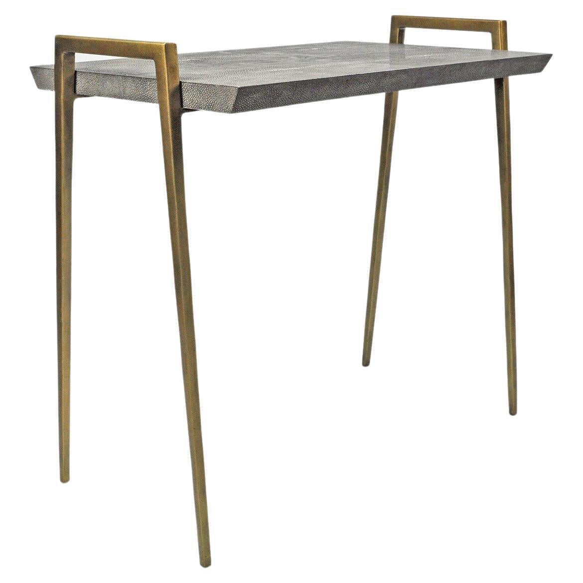 Table d'appoint gris foncé et pieds en métal bronzé Ginger Brown en vente