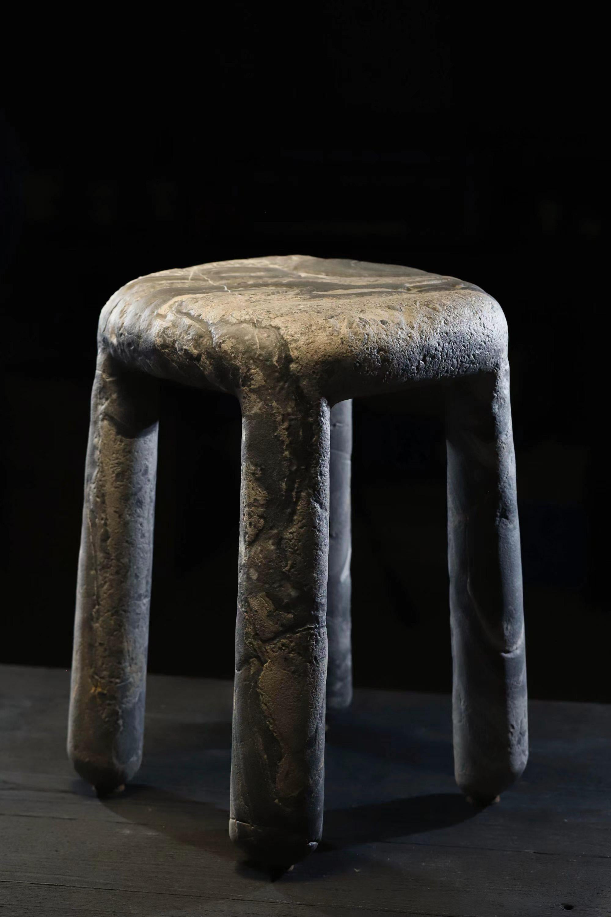 contemporary Side Table / stool hand carved in Orobico marble For Sale 2