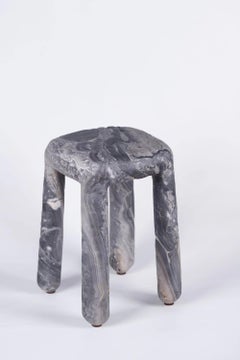 Table d'appoint / tabouret contemporain en marbre Orobico sculpté à la main