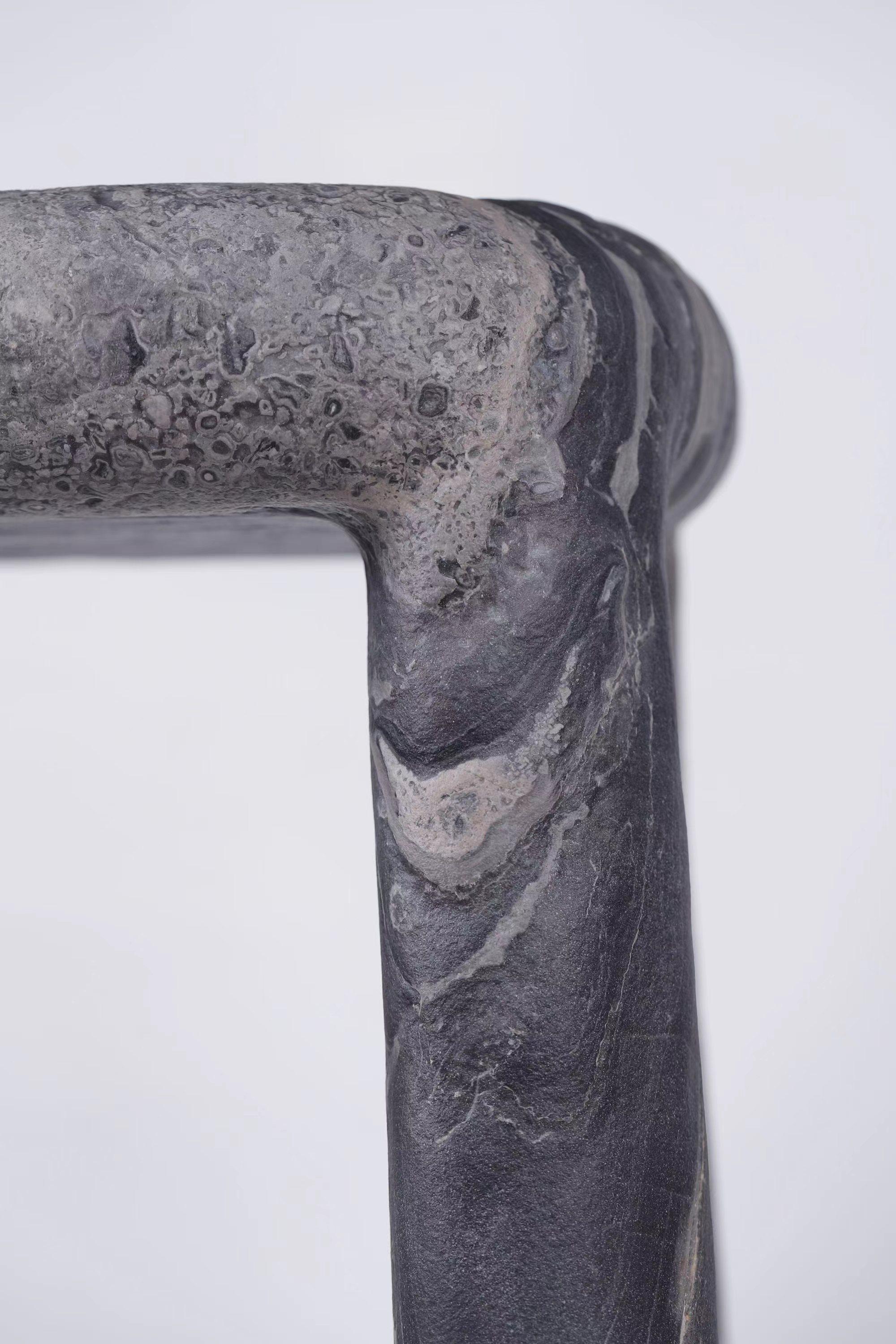 Chinese contemporary Side Table / stool hand carved in Orobico marble For Sale