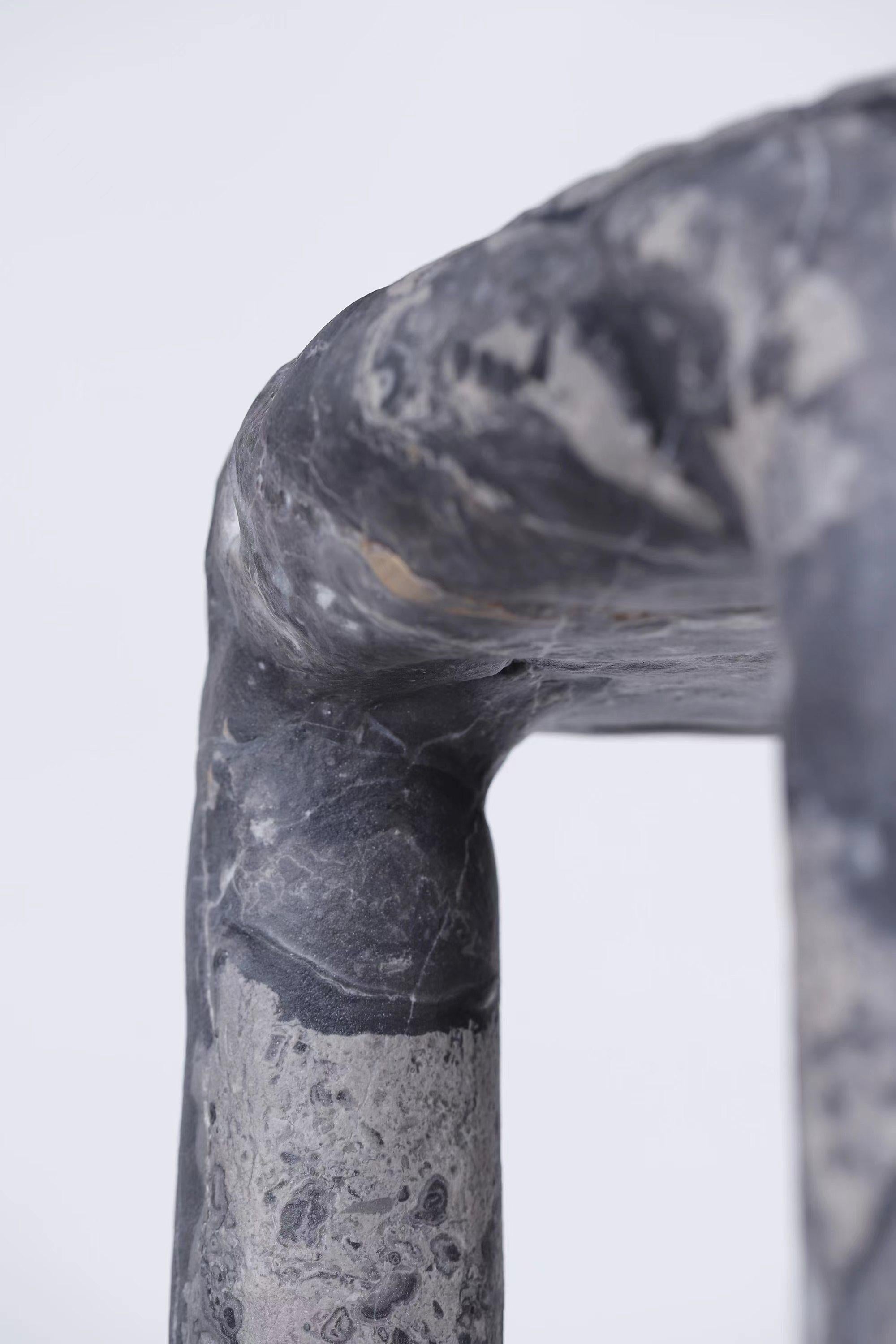 Carved contemporary Side Table / stool hand carved in Orobico marble For Sale