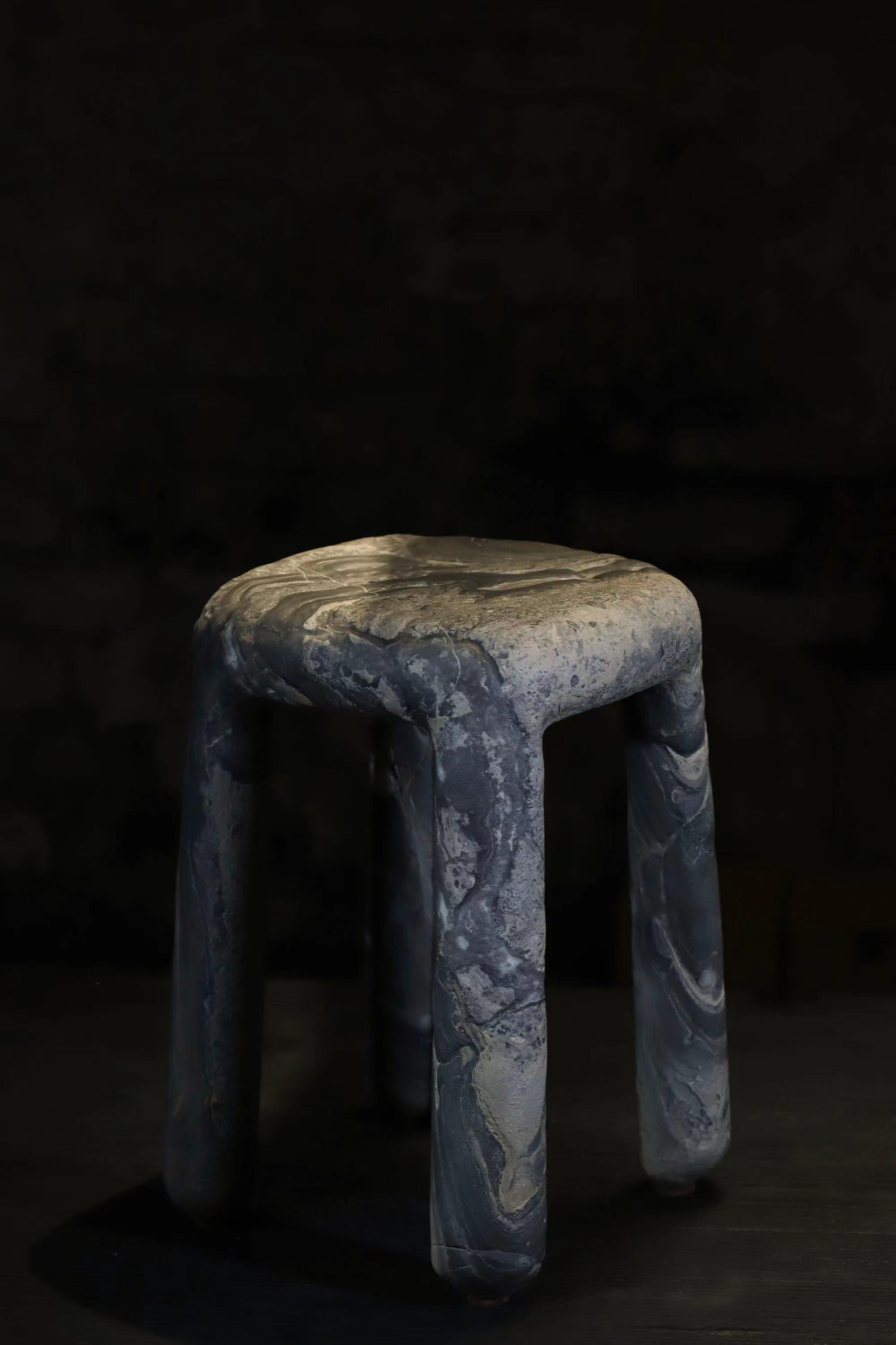 Contemporary contemporary Side Table / stool hand carved in Orobico marble For Sale