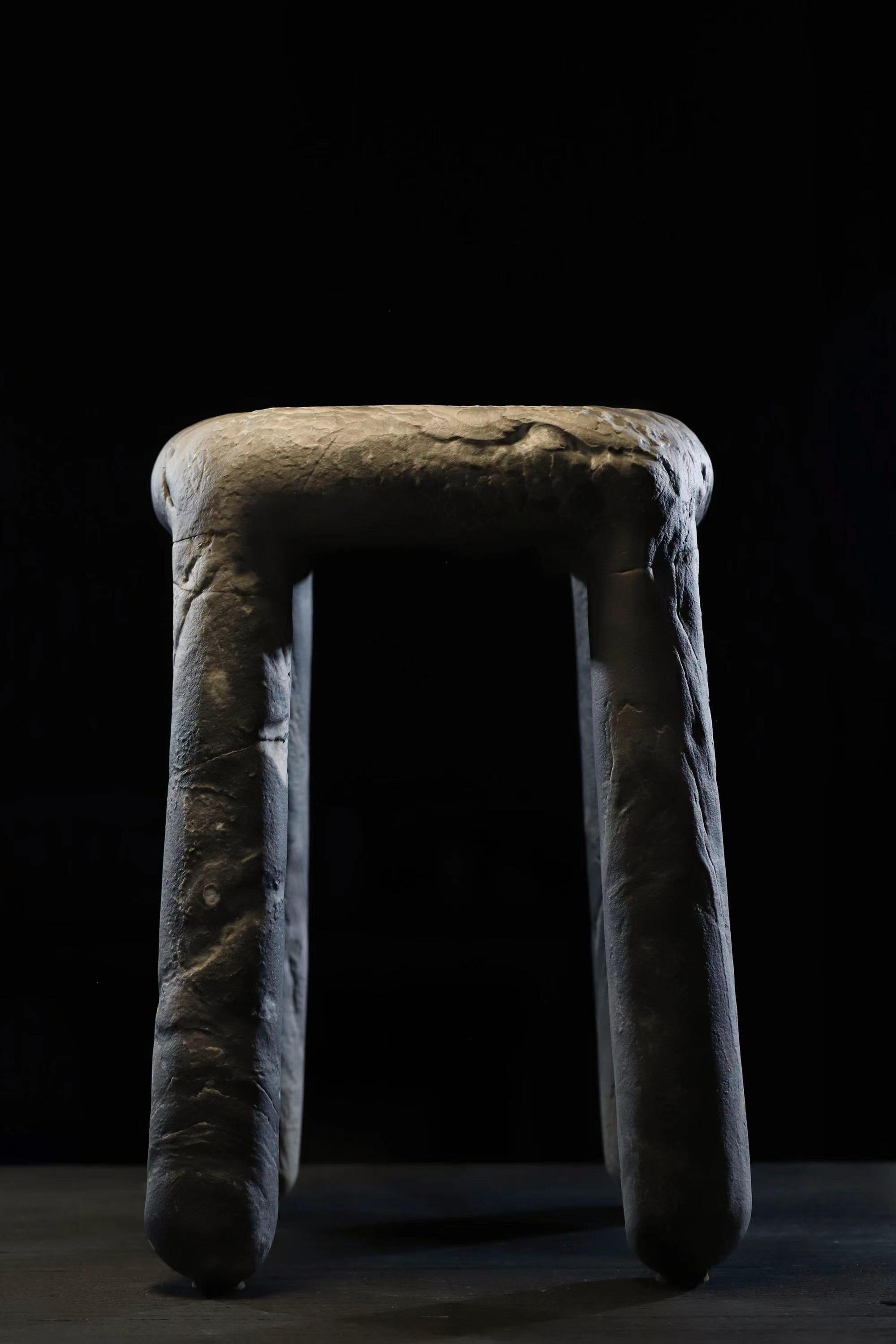 Marble contemporary Side Table / stool hand carved in Orobico marble For Sale