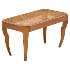 Side Table in Elm and Cane Webbing with Sculptural Base 