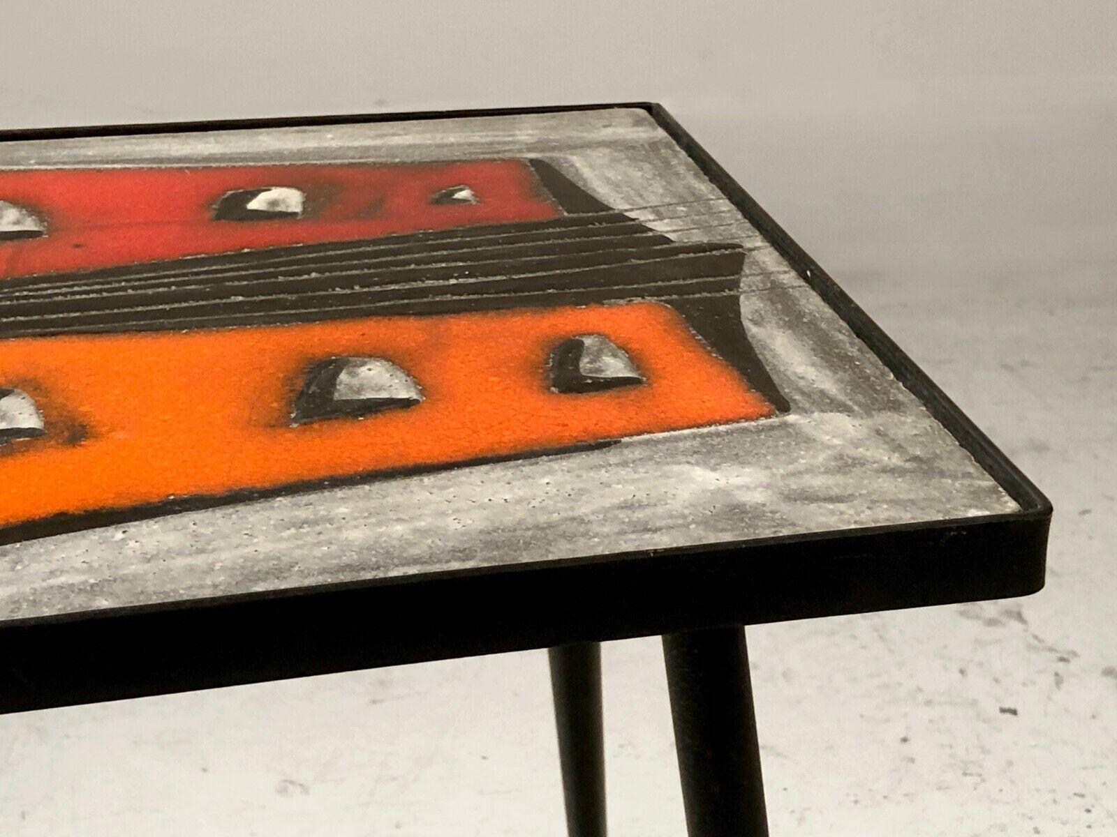 A MODERNIST SIDE or COFFEE Ceramic TABLE by JEAN & ROBERT CLOUTIER, France 1950 For Sale 2