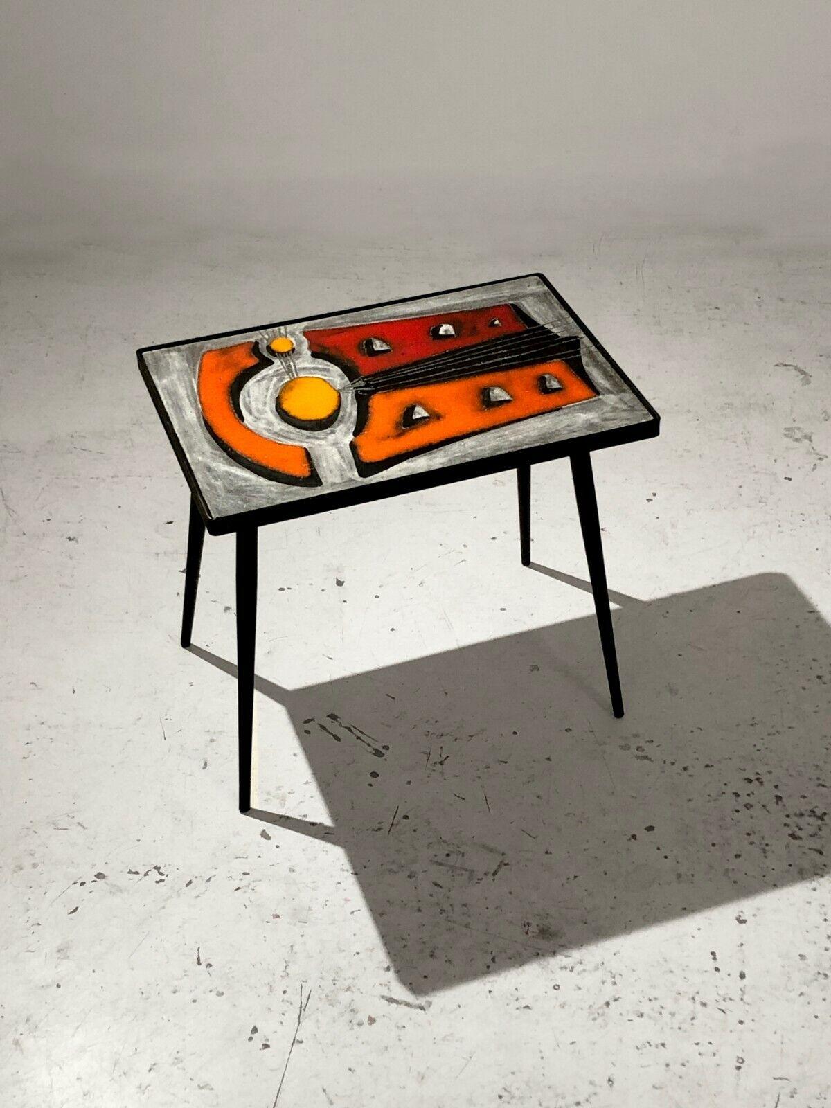 A MODERNIST SIDE or COFFEE Ceramic TABLE by JEAN & ROBERT CLOUTIER, France 1950 For Sale 4