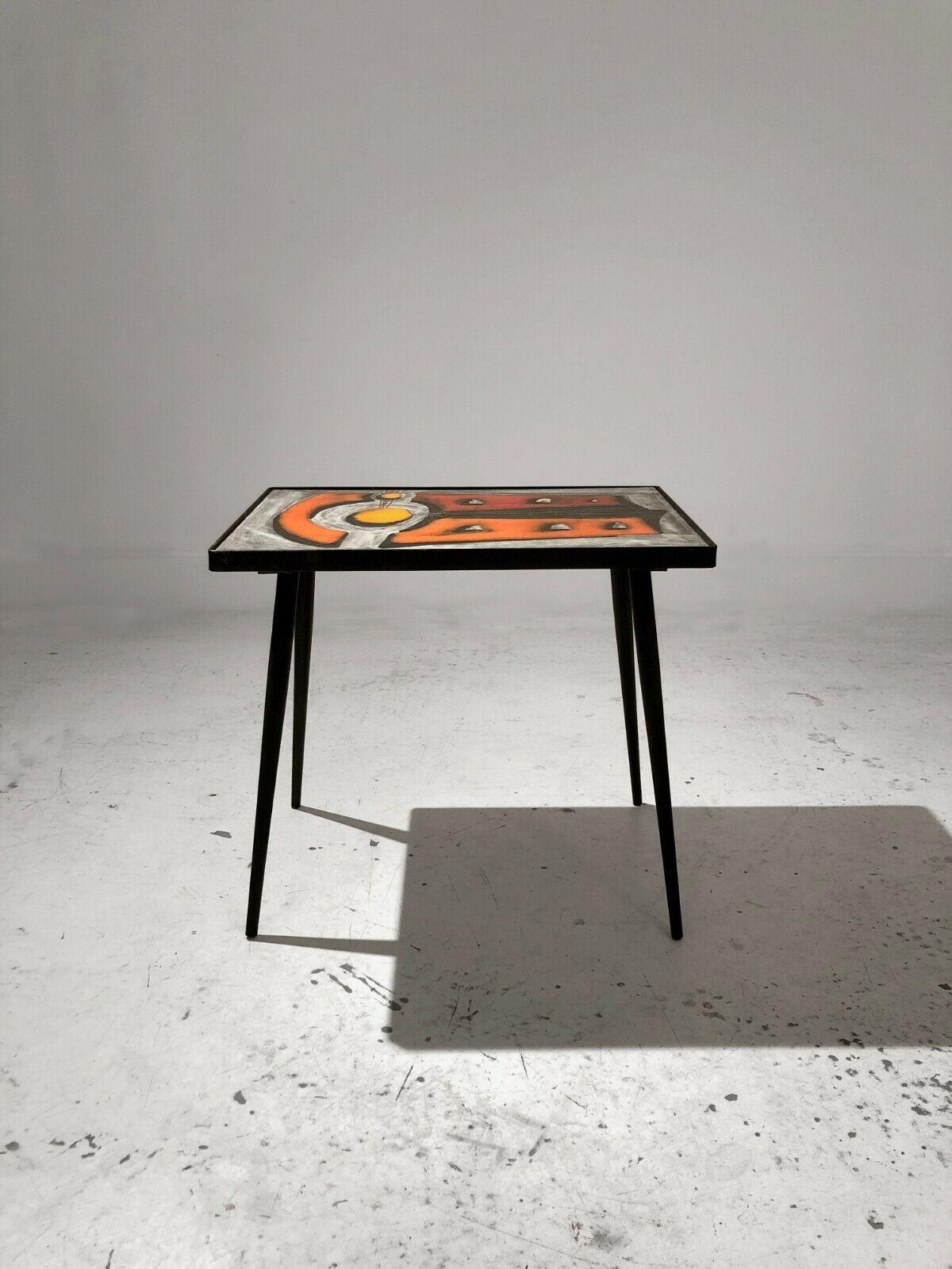 Mid-Century Modern A MODERNIST SIDE or COFFEE Ceramic TABLE by JEAN & ROBERT CLOUTIER, France 1950 For Sale