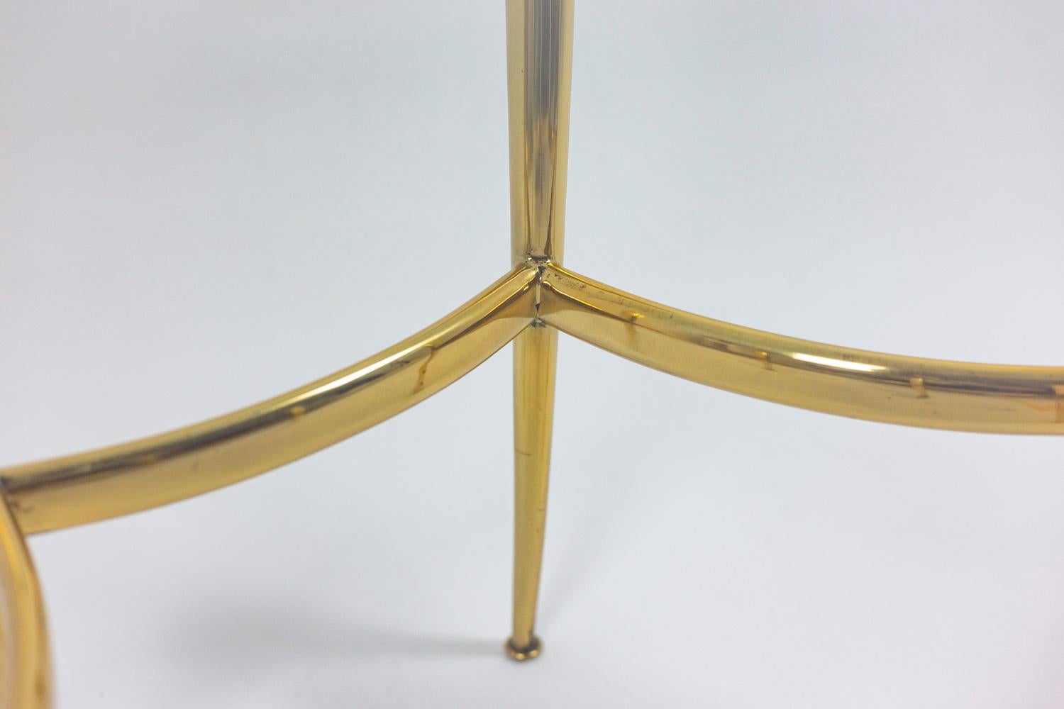 French Side Table in Glass and Brass, 1970s For Sale