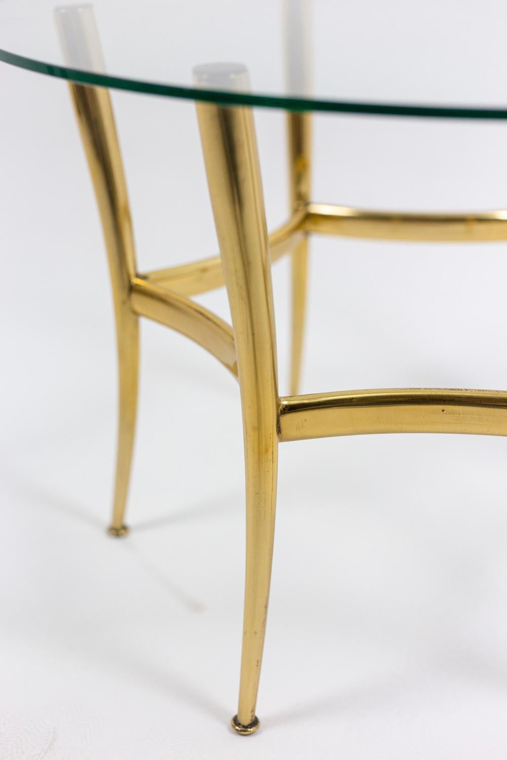 Side Table in Glass and Brass, 1970s In Good Condition For Sale In Saint-Ouen, FR