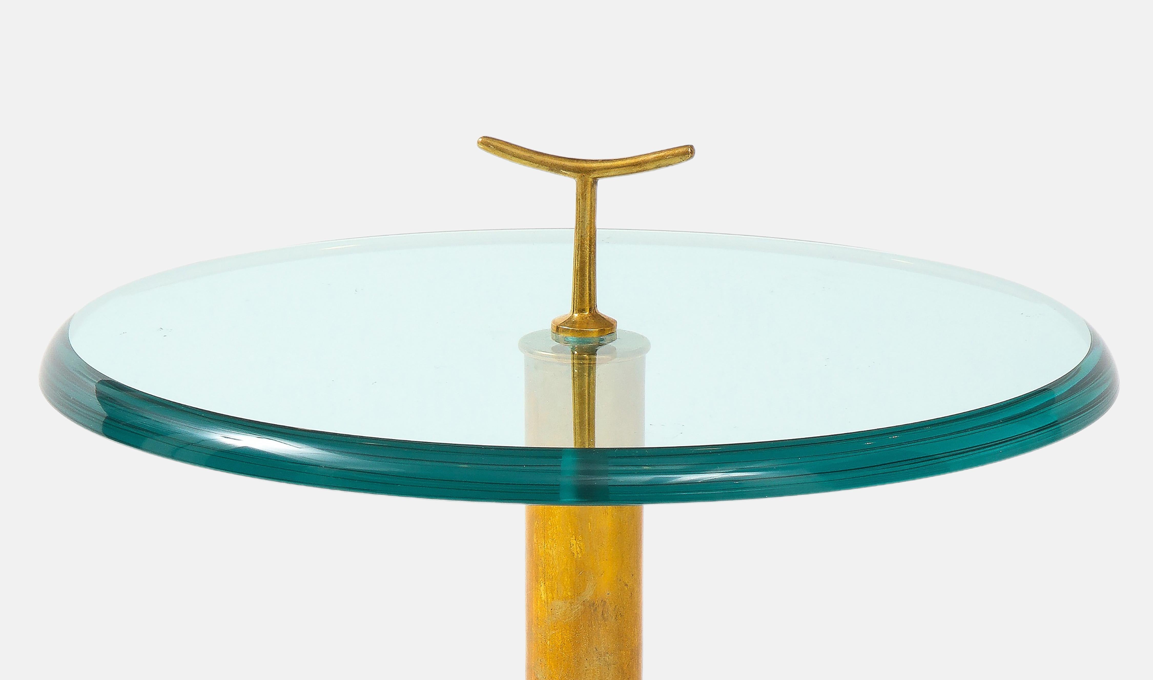 Contemporary Italian Side Table in Glass and Brass In Excellent Condition In New York, NY