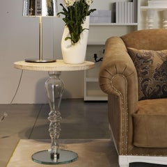 Side Table in Glass & Wood