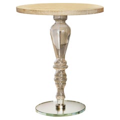 Side Table in Glass & Wood