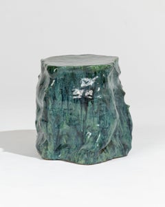 Tavolino in gres smaltato verde lucido