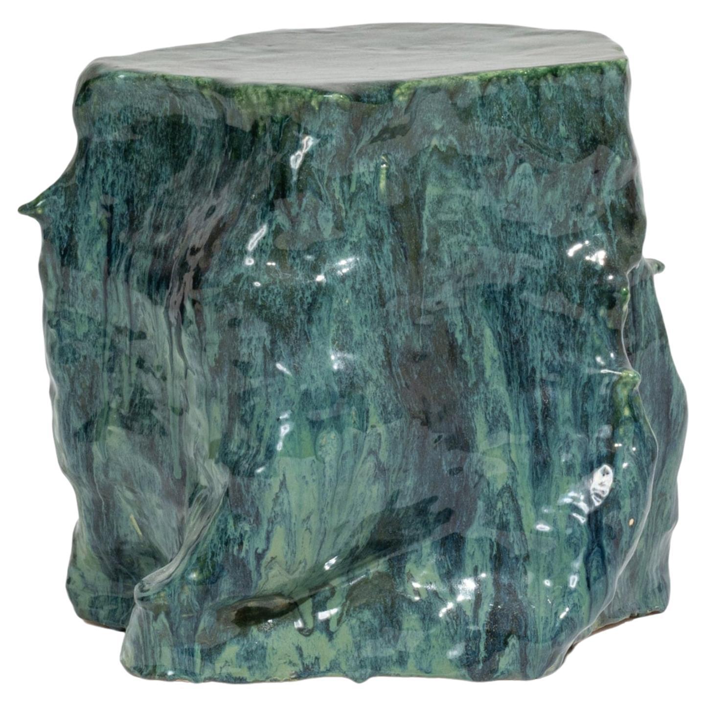 Tavolino in gres smaltato verde lucido in vendita