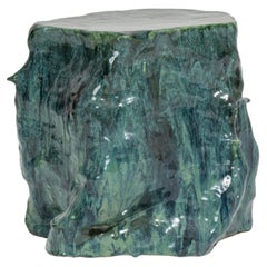 Mesa auxiliar de gres esmaltado verde brillante