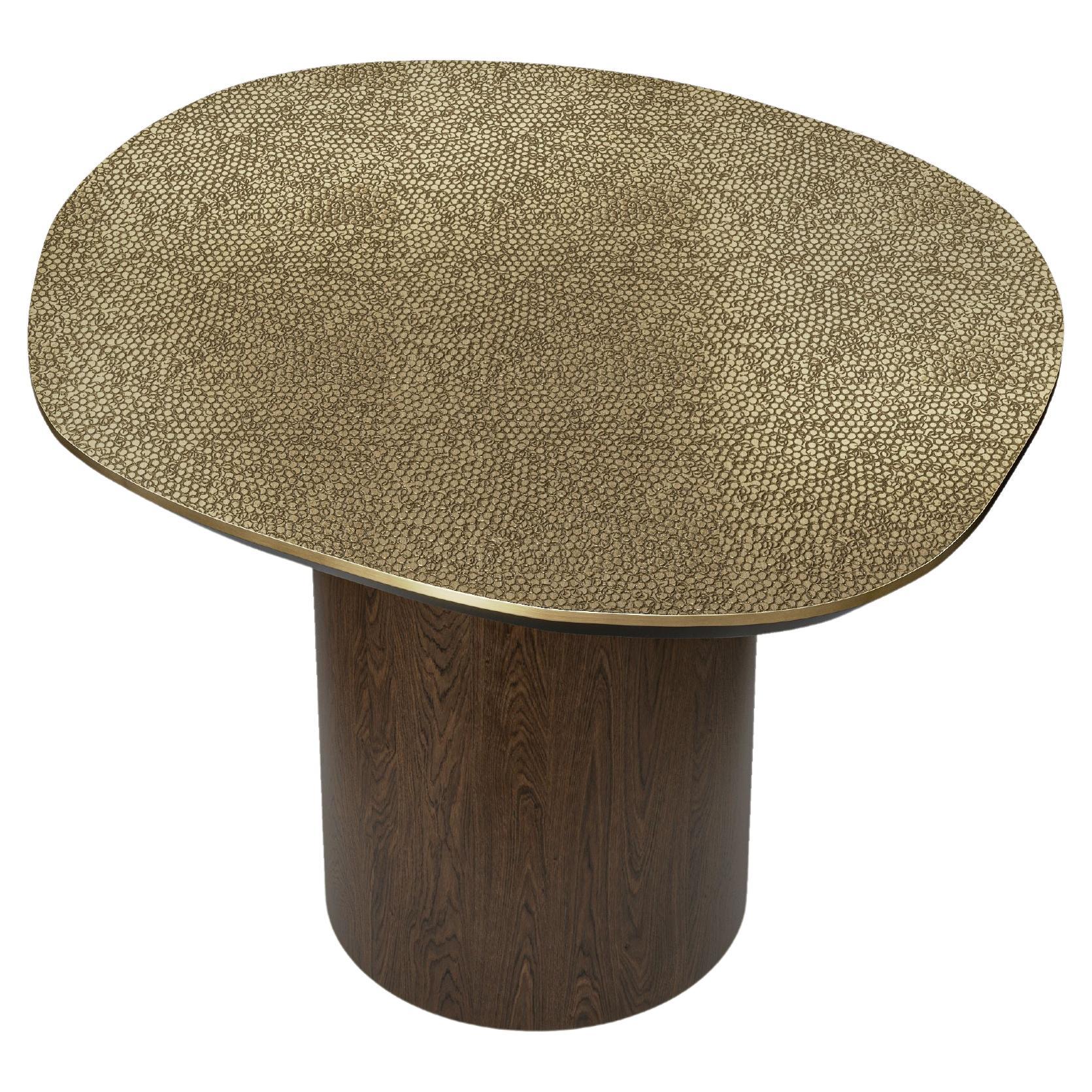 Side table in hammered brass with stingray effect L60cm x L70 cm x H 48 cm For Sale