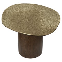 Tavolino in ottone martellato con effetto aragosta Ø 72 cm x H. 48 cm