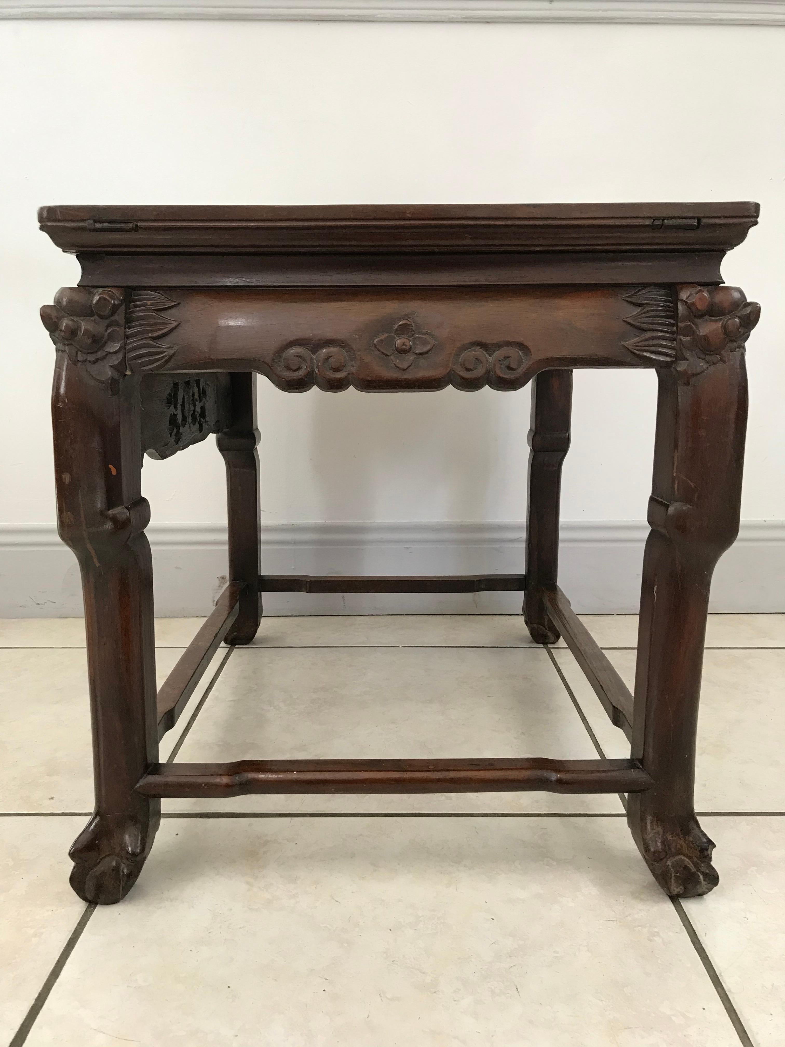 Side Table in Iron Wood and Marble China Circa 1900 For Sale 2