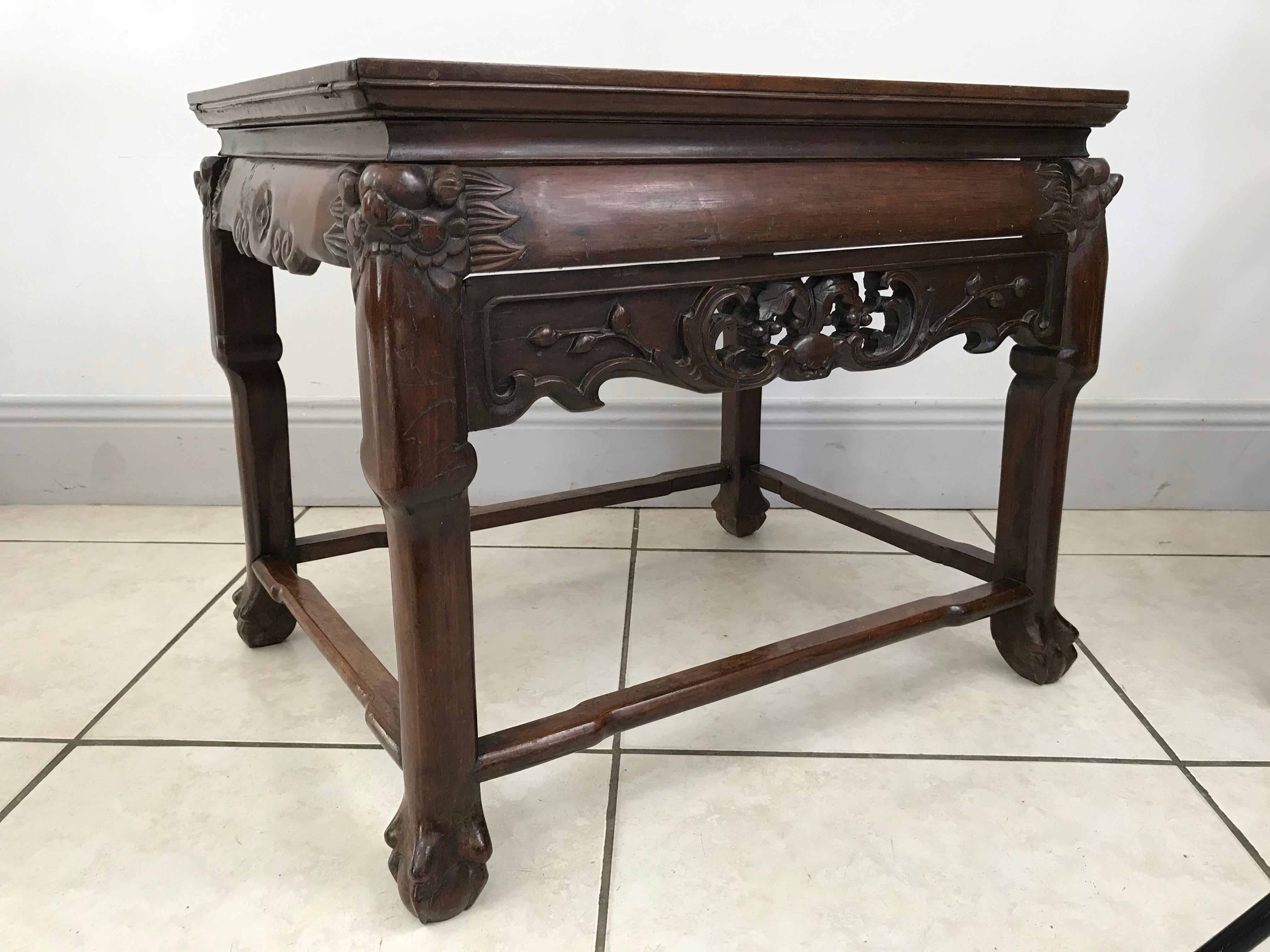 Side Table in Iron Wood and Marble China Circa 1900 For Sale 1