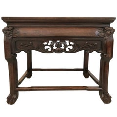 Antique Side Table in Iron Wood and Marble China Circa 1900