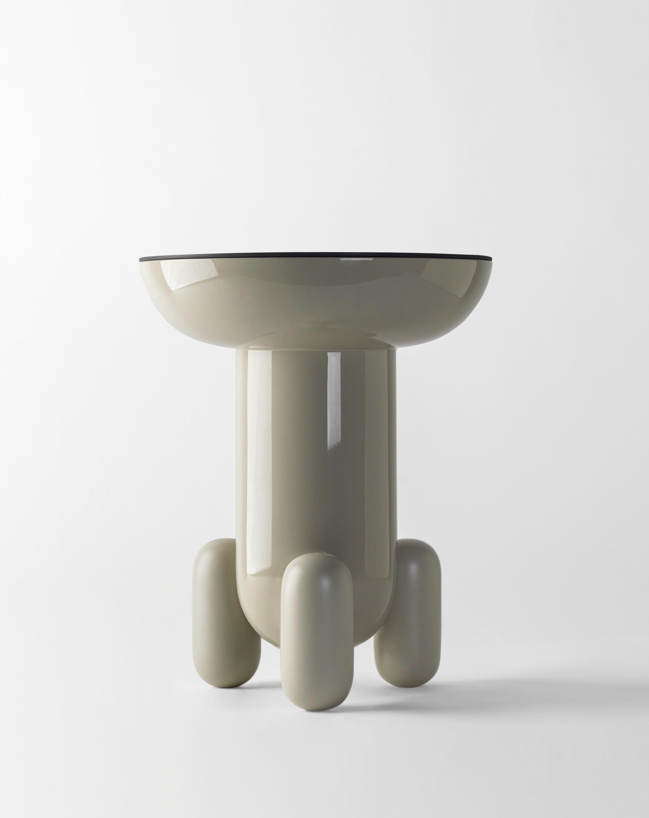 Spanish Contemporary cocktail table by Jaime Hayon, light grey fibre glass matte & gloss For Sale
