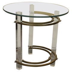 Tavolino in lucite e ottone di Charles Hollis Jones