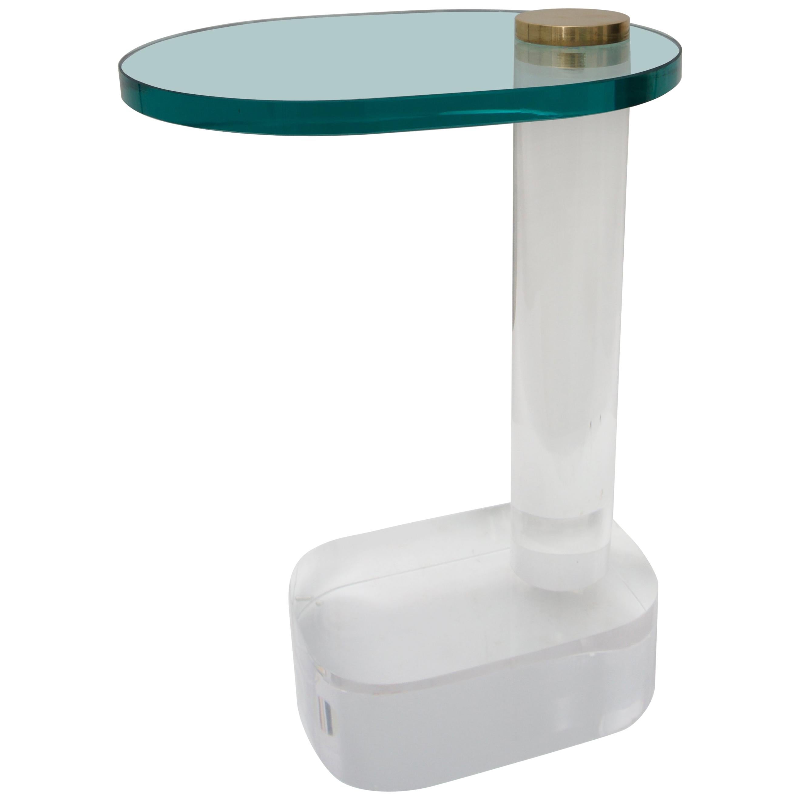 Side Table in Lucite, Brass and Glass