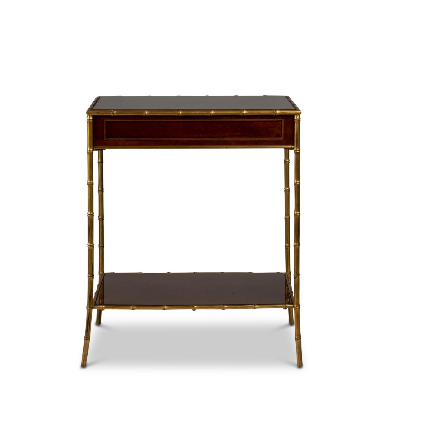 Side table in mahogany and gilt bronze, 1970s In Excellent Condition For Sale In Saint-Ouen, FR
