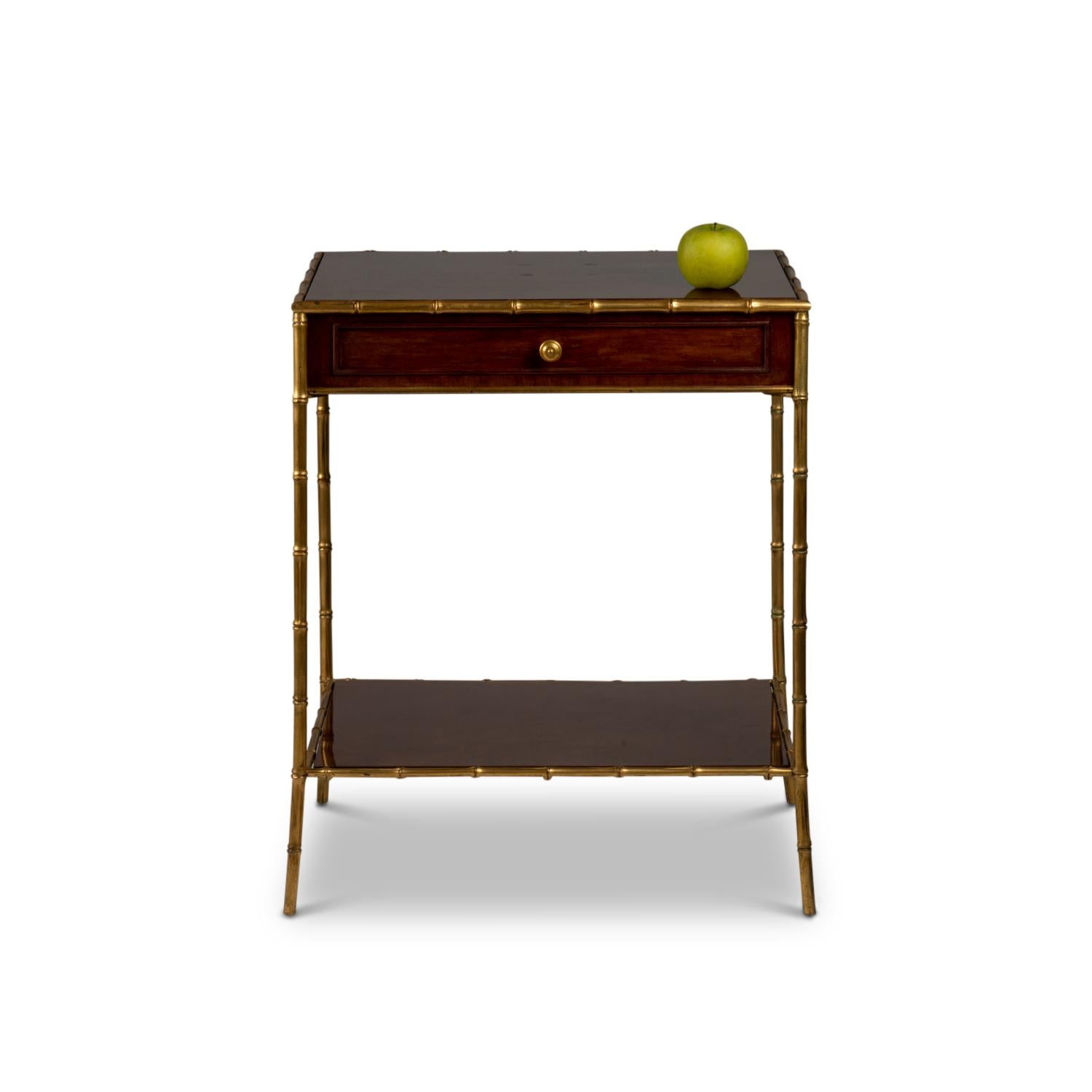 20th Century Side table in mahogany and gilt bronze, 1970s For Sale