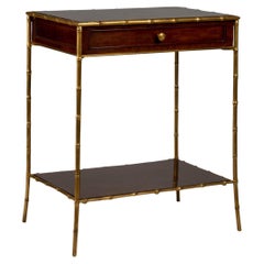 Side table in mahogany and gilt bronze, 1970s