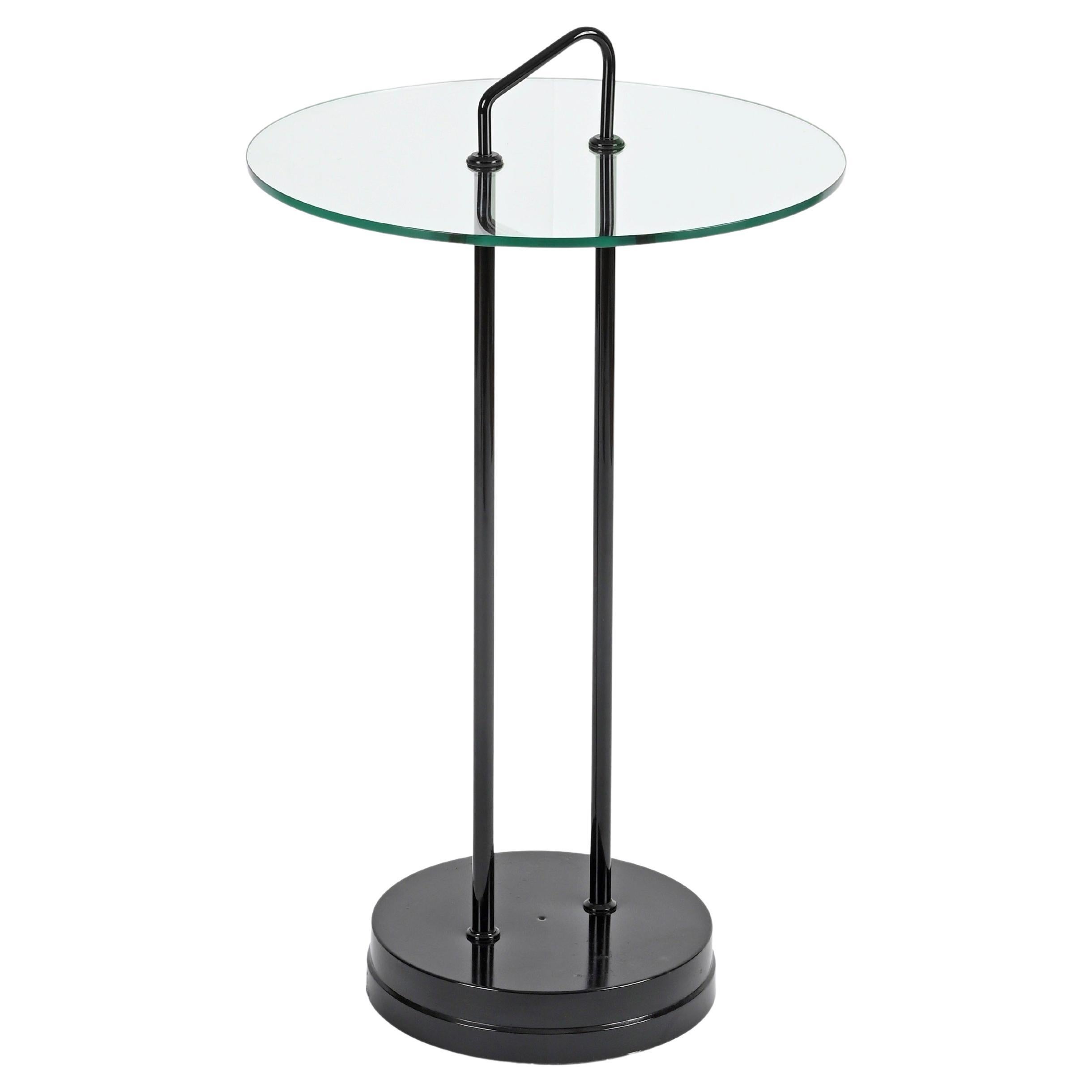 Side Table in Metal, Crystal and Carrara Marble by Magistretti, Italy, 1970s