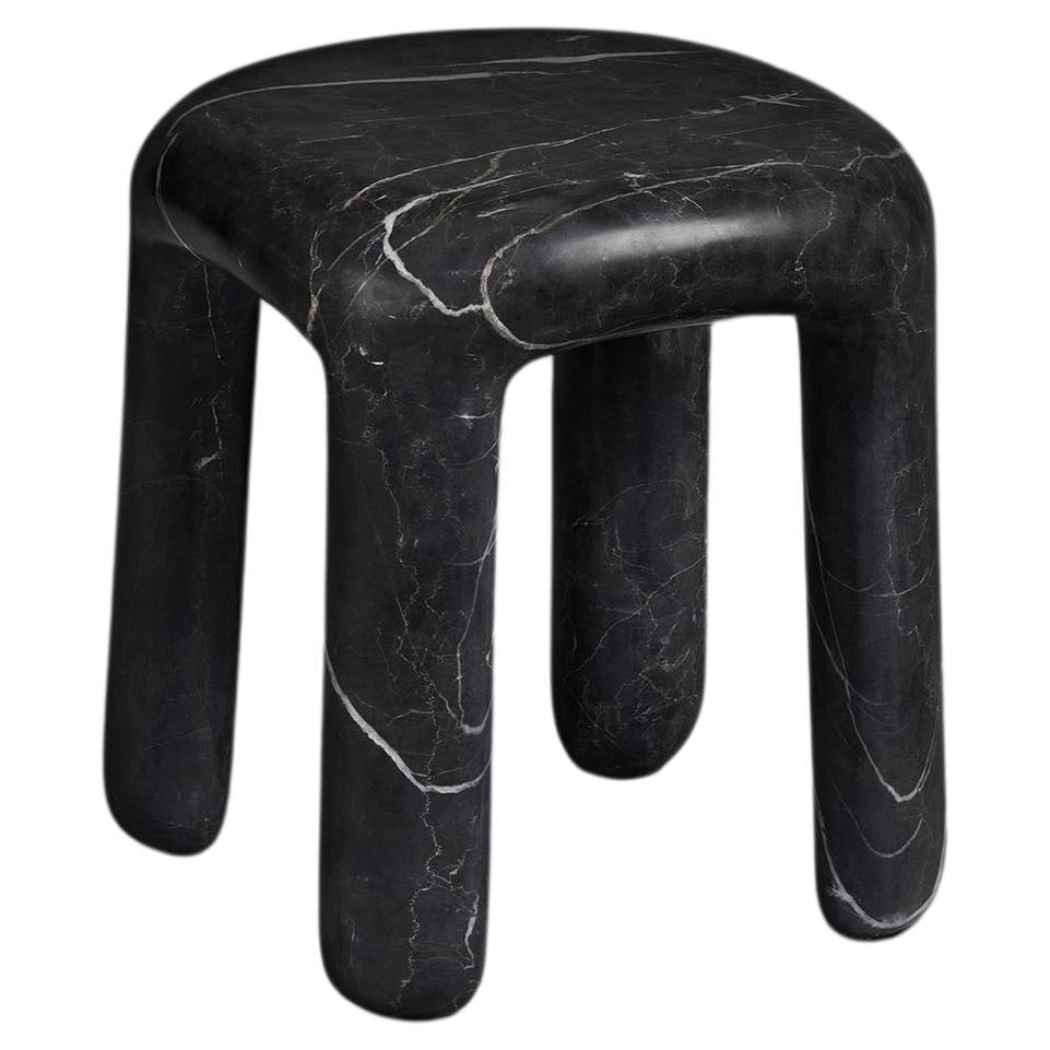Side Table in Nero Marquina marble, Bold low side table by Ming Design Studio For Sale